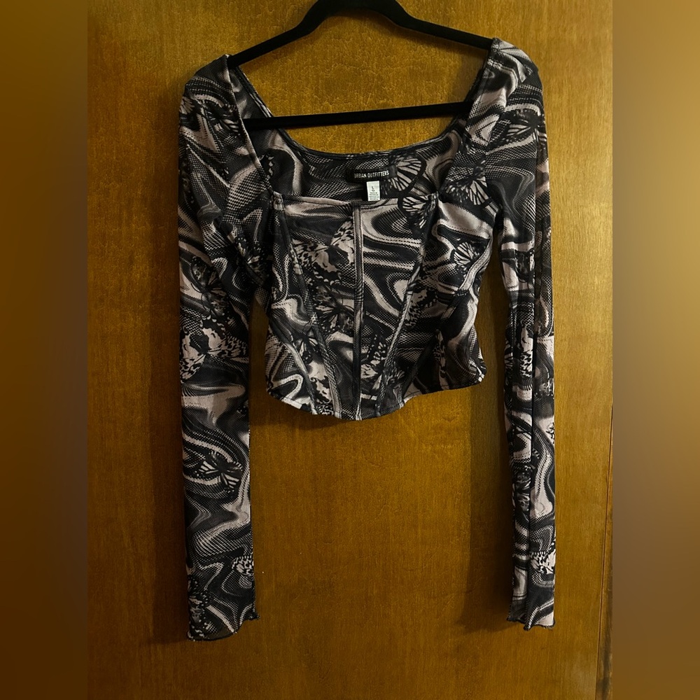 Urban Outfitters Purple Psychedelic Butterfly Corset-Style Top